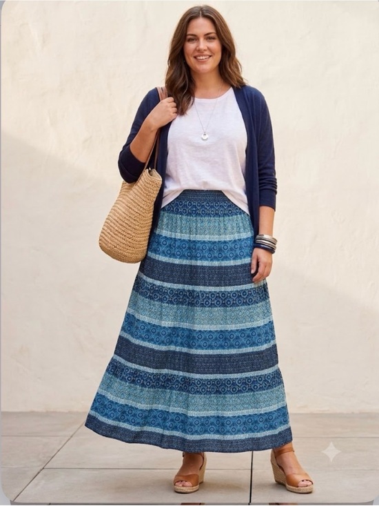 Lord & Taylor Dresses & Skirts - Lord & Taylor Blue Patterned Maxi Skirt